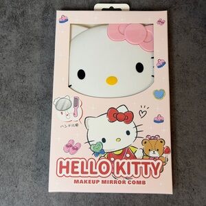 Hello Kitty Makeup Mirror Comb Pink Kawaii Hand Mirror Hair Comb Set NIB